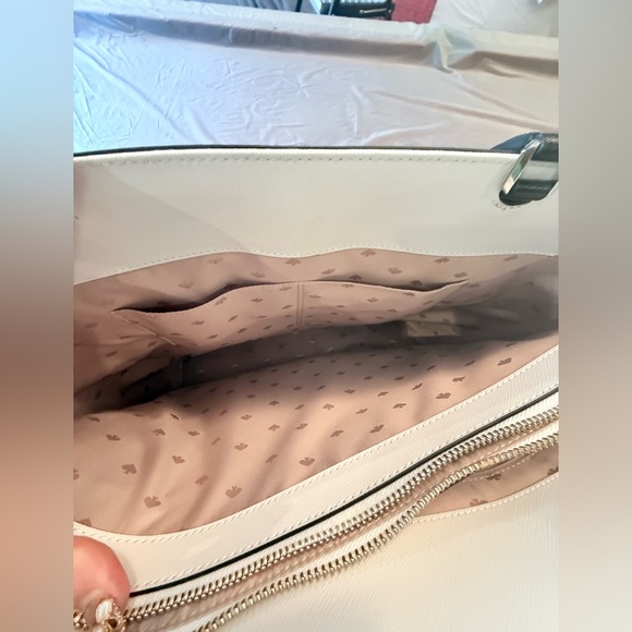 Kate Spade Saffiano Leather Colorblock Staci Laptop Large Tote Warm Beige $450 - Picture 6 of 16